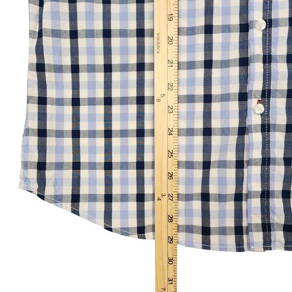Beverly Hills Polo Club Men's Shirt Short Sleeve Button Up Blue White Check Lrg - Picture 8 of 12